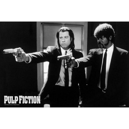 Poster Pulp Fiction film zwart/wit guns