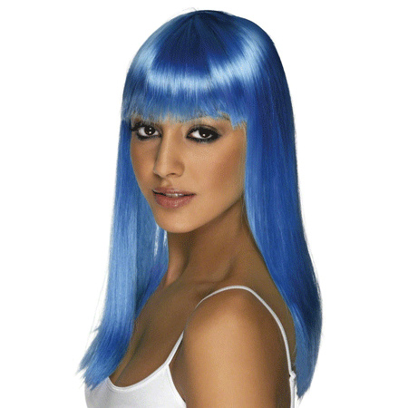 Ladys Wig Neon Blue