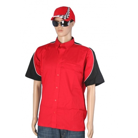 Race shirt rood met race cap maat L