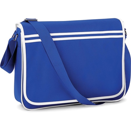 Retro shoulder bag blue/white 40 cm for adults