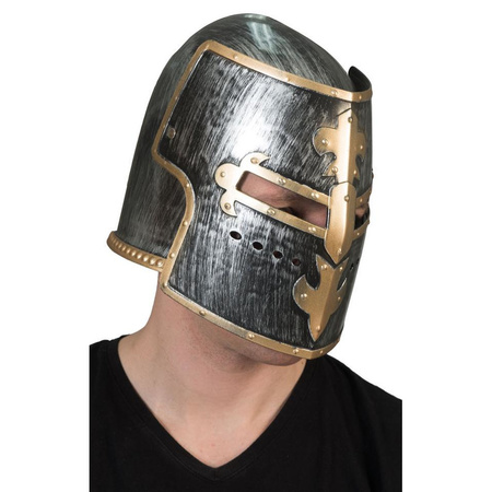 Helm middeleeuws zwart en goud