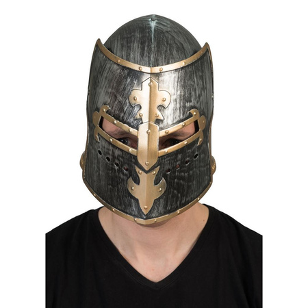 Helm middeleeuws zwart en goud