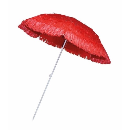 Straw beach umbrella red