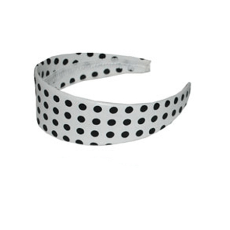 Rock n Roll hair band - white with dots - one size