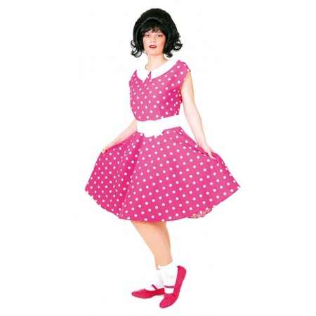 Pink rock n roll dress with polka dots