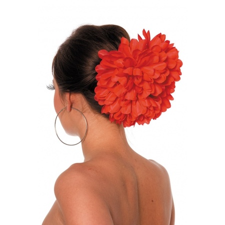 Red Spanish flamenco flower clip
