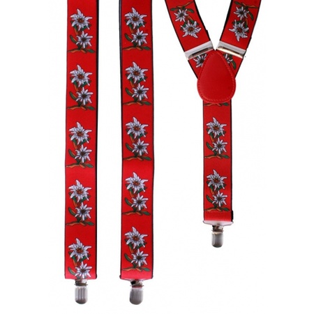 Red Edelweiss suspenders with flowers