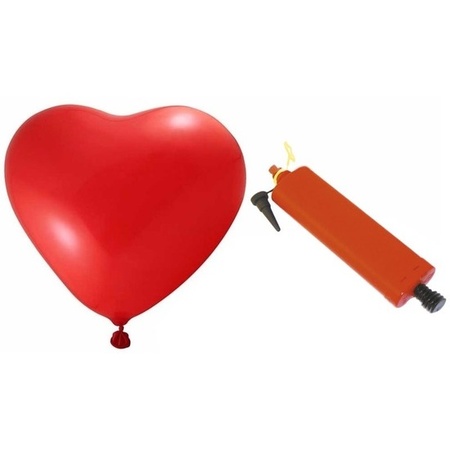 Red hearts balloons 24 pieces with balloon pump