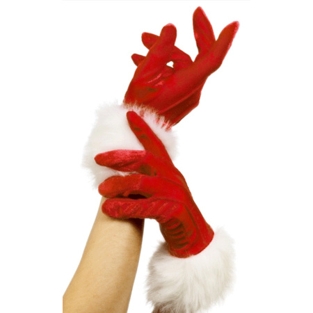 Red gloves with fur