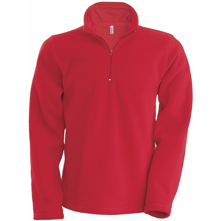 Rode fleece sweater met kraag voor heren