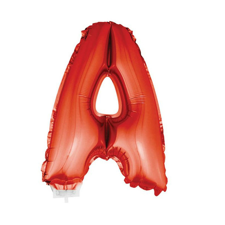 Red inflatable letter balloon A on a stick