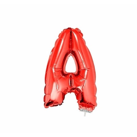 Rode letterballon A op stokje 41 cm