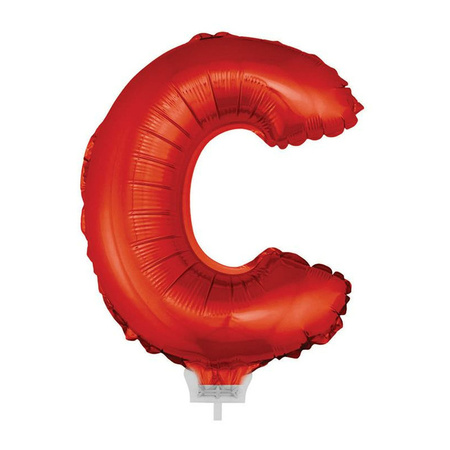 Rode letter ballonballon C op stokje 41 cm