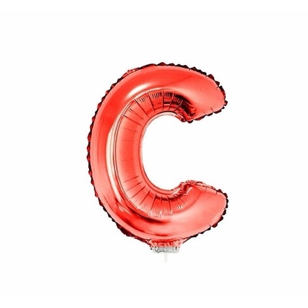 Rode letter ballonballon C op stokje 41 cm