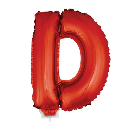 Rode letter ballonballon D op stokje 41 cm