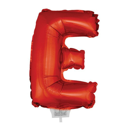 Rode letter ballonballon E op stokje 41 cm