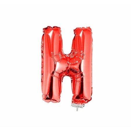 Rode letter ballonballon H op stokje 41 cm