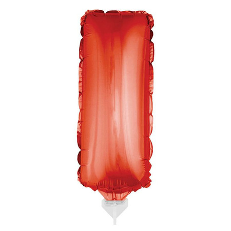 Red inflatable letter balloon I on a stick