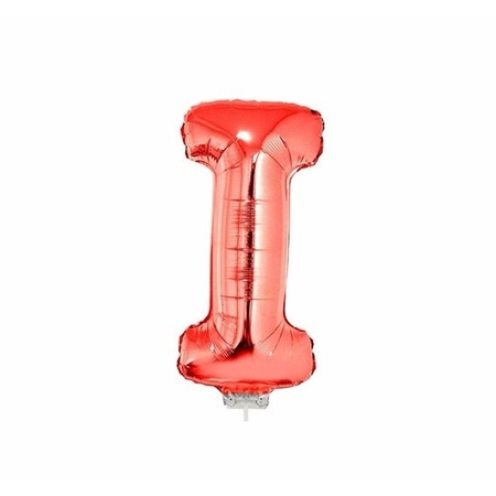 Rode letter ballonballon I op stokje 41 cm
