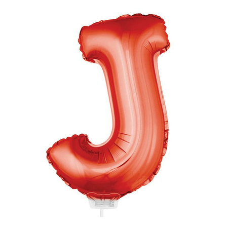Rode letter ballonballon J op stokje 41 cm