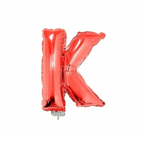 Rode letter ballonballon K op stokje 41 cm