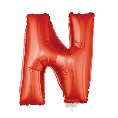 Rode letter ballonballon N op stokje 41 cm