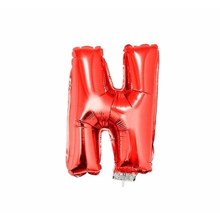 Red inflatable letter balloon N on a stick