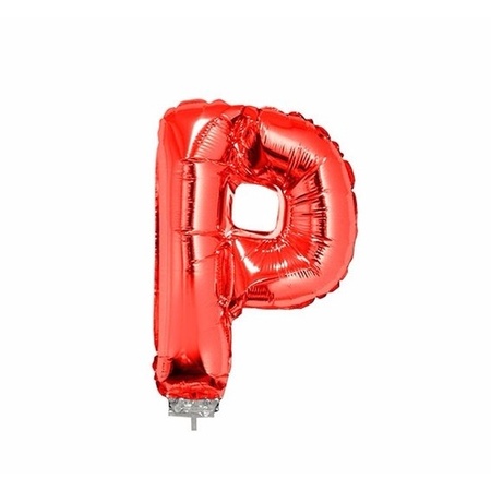 Red inflatable letter balloon P on a stick