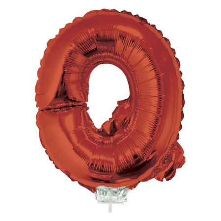 Rode letter ballonballon Q op stokje 41 cm