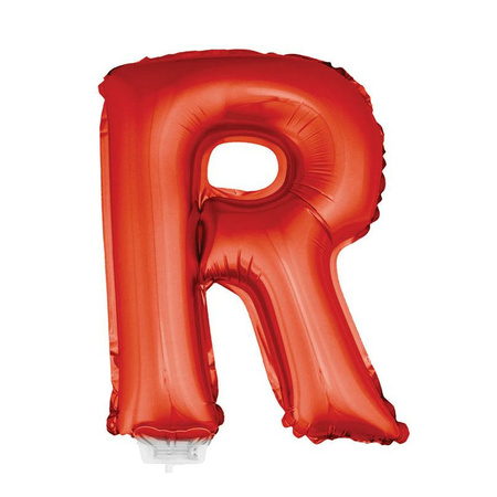 Red inflatable letter balloon R on a stick