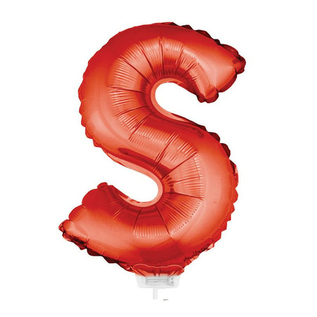 Rode letter ballonballon S op stokje 41 cm