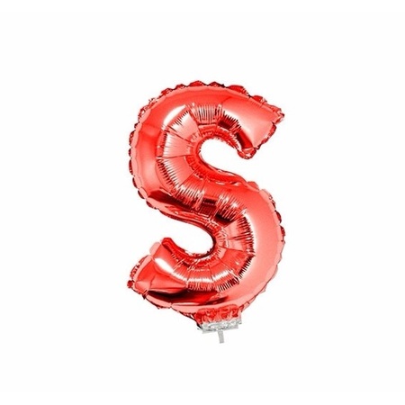 Red inflatable letter balloon S on a stick
