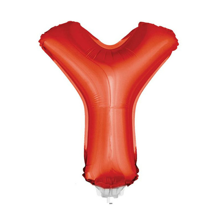 Red inflatable letter balloon Y on a stick