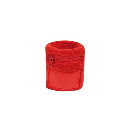 Red wrist sweatband with zipper