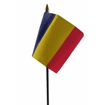 Romania table flag 10 x 15 cm with base