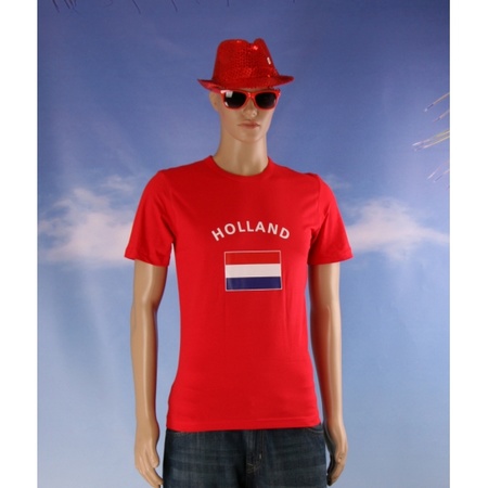 Rode body-fit heren shirts met vlag van Holland