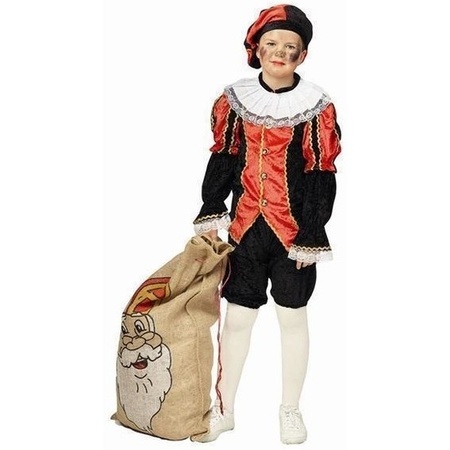 Zwarte Piet kostuum kind rood/zwart