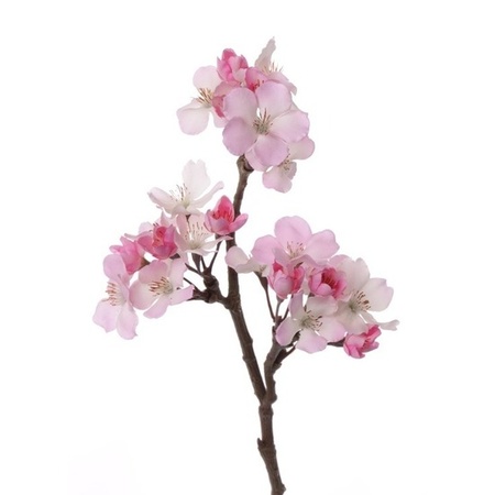 Pink apple blossom artificial flower/branch with 17 flowers 36 cm