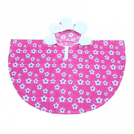 Pink flower poncho for girls