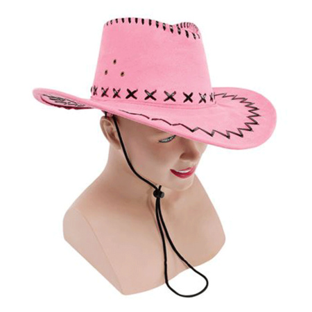 Roze cowboy hoed met stiksels
