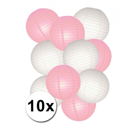 Pink and white lanterns package 10 pieces