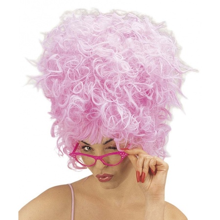 Pink cotton candy wig for ladies