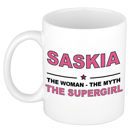Saskia The woman, The myth the supergirl collega kado mokken/bekers 300 ml