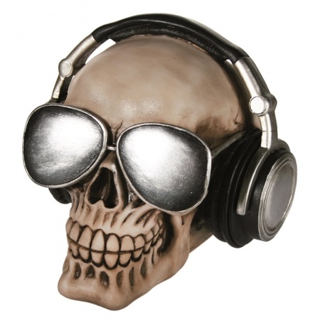 Savings bank Skull with earphones and sunglasses