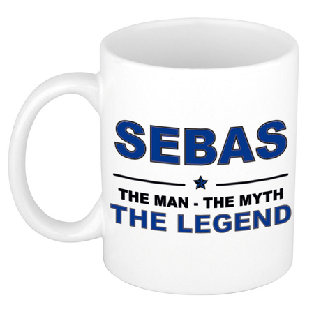 Sebas The man, The myth the legend collega kado mokken/bekers 300 ml