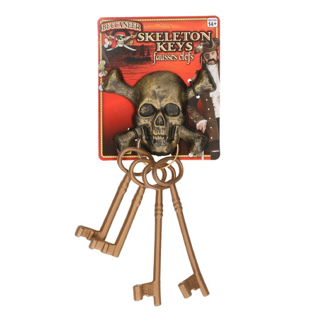 Set piraten sleutels 4x met doodshoofd - verkleed accessoires - kinderen/volwassenen