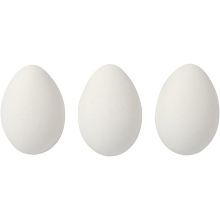 Set van 12x stuks witte eieren kunststof 6 cm