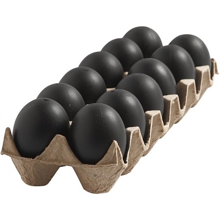 Set of 12x pieces eggs black plastic 6 cm