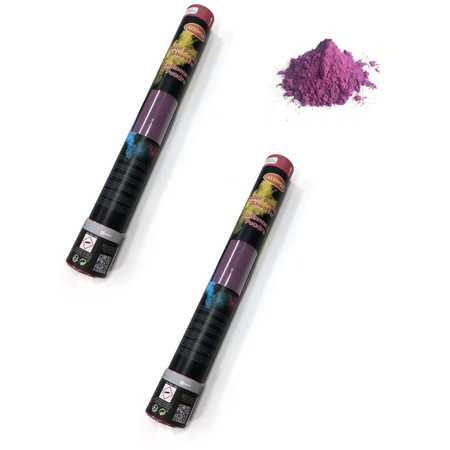 Set of 2x pieces colorpowder shooters purple 40 cm