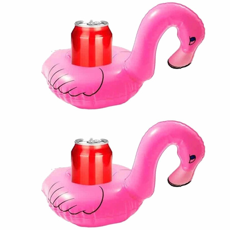 Set van 2x stuks opblaasbare drankhouders flamingo 34 cm